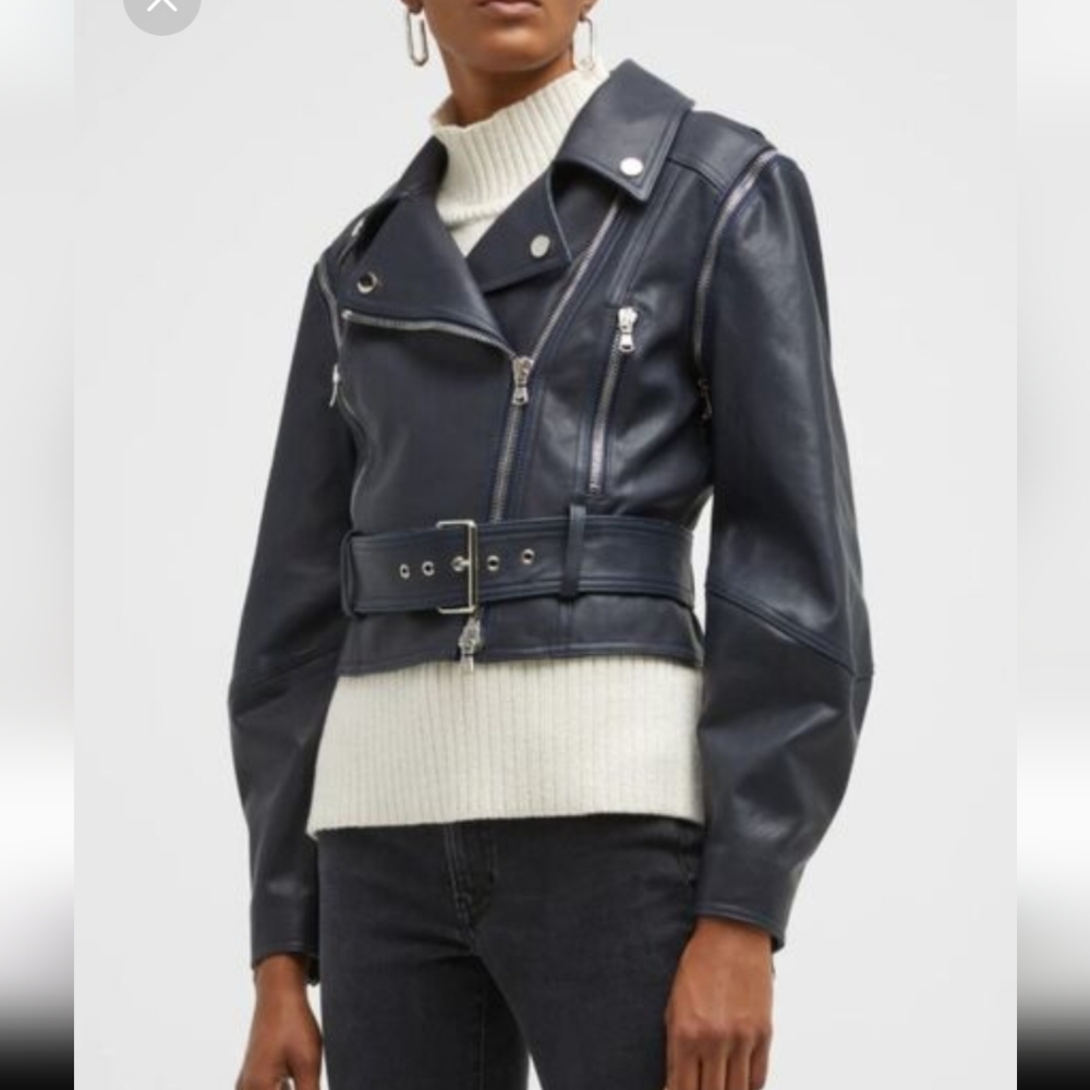 Veronica Beard Navy Leather Jacket